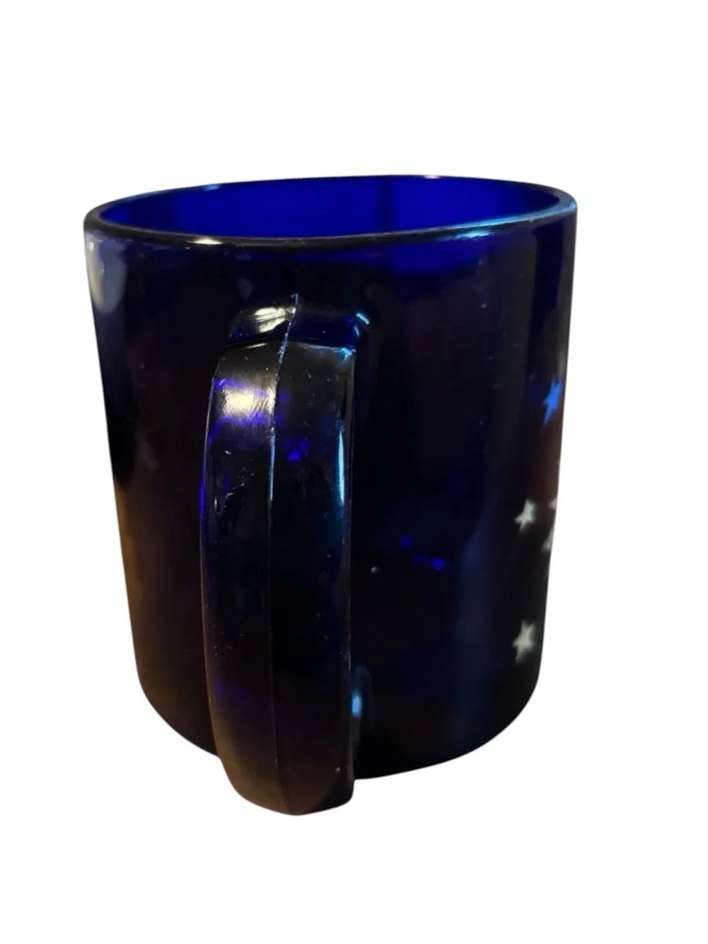 Vintage 90s Libbey Cobalt Blue Celestial Sun Moon & Stars Glass Mug USA